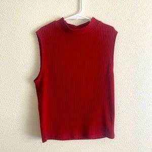 High Neck Red Sleeveless Crop Top